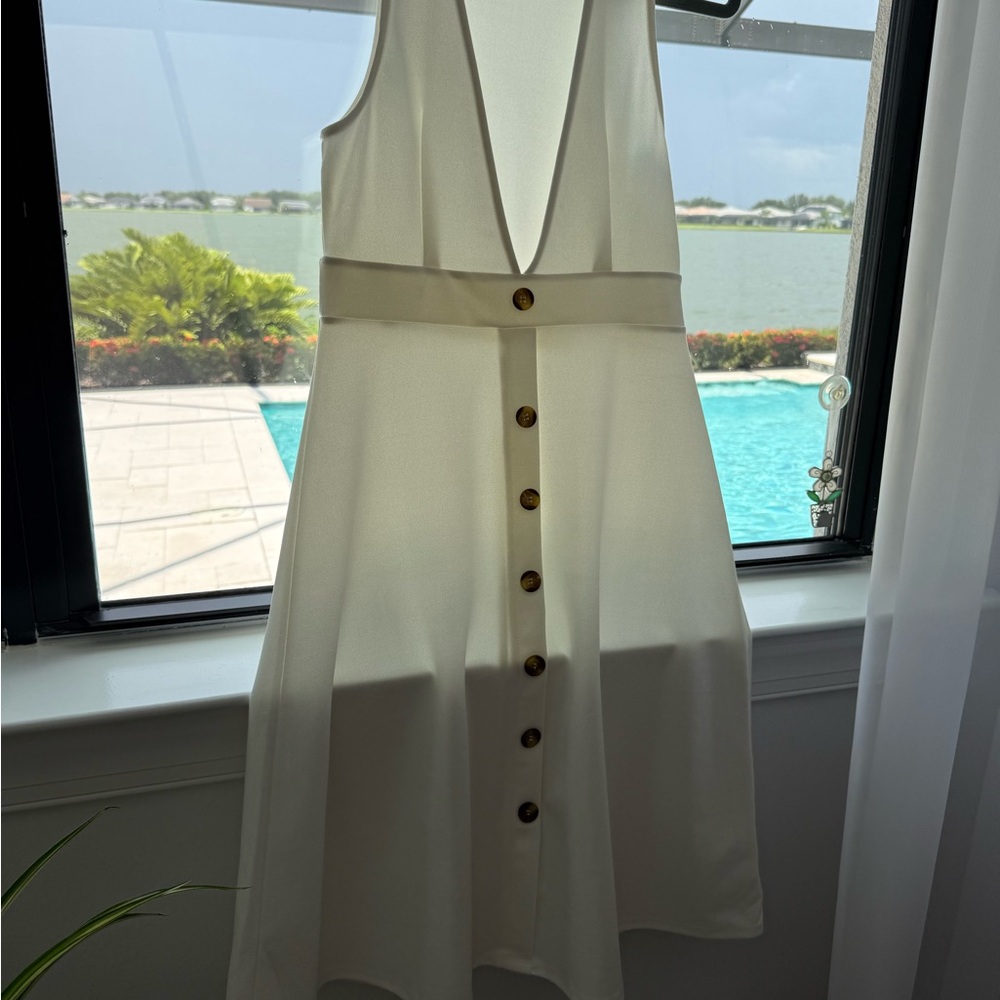 Elegant White Button-Down Dress